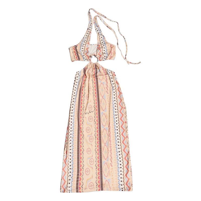 Summer Women Clothing  Sexy V-neck Floral Print Slit Suspender Midi Dress - Image 5