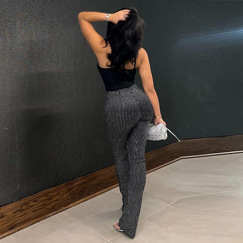 Women Clothing Spring Sexy Slim Fit Stripe Shaped High Elasticity Outer Wear Trousers Women - Image 4