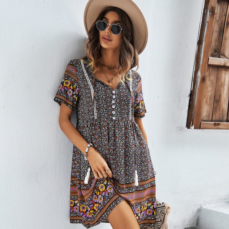 Self-Developed Designed Women Wear Printed Dress Summer Bohemian - Image 2