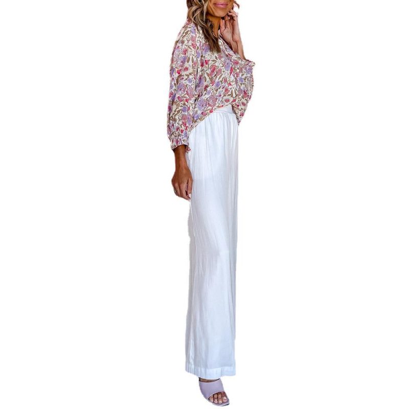 Spring Summer Floral V-neck Long-Sleeved Cardigan Single-Breasted Casual Shirt Women - Image 5