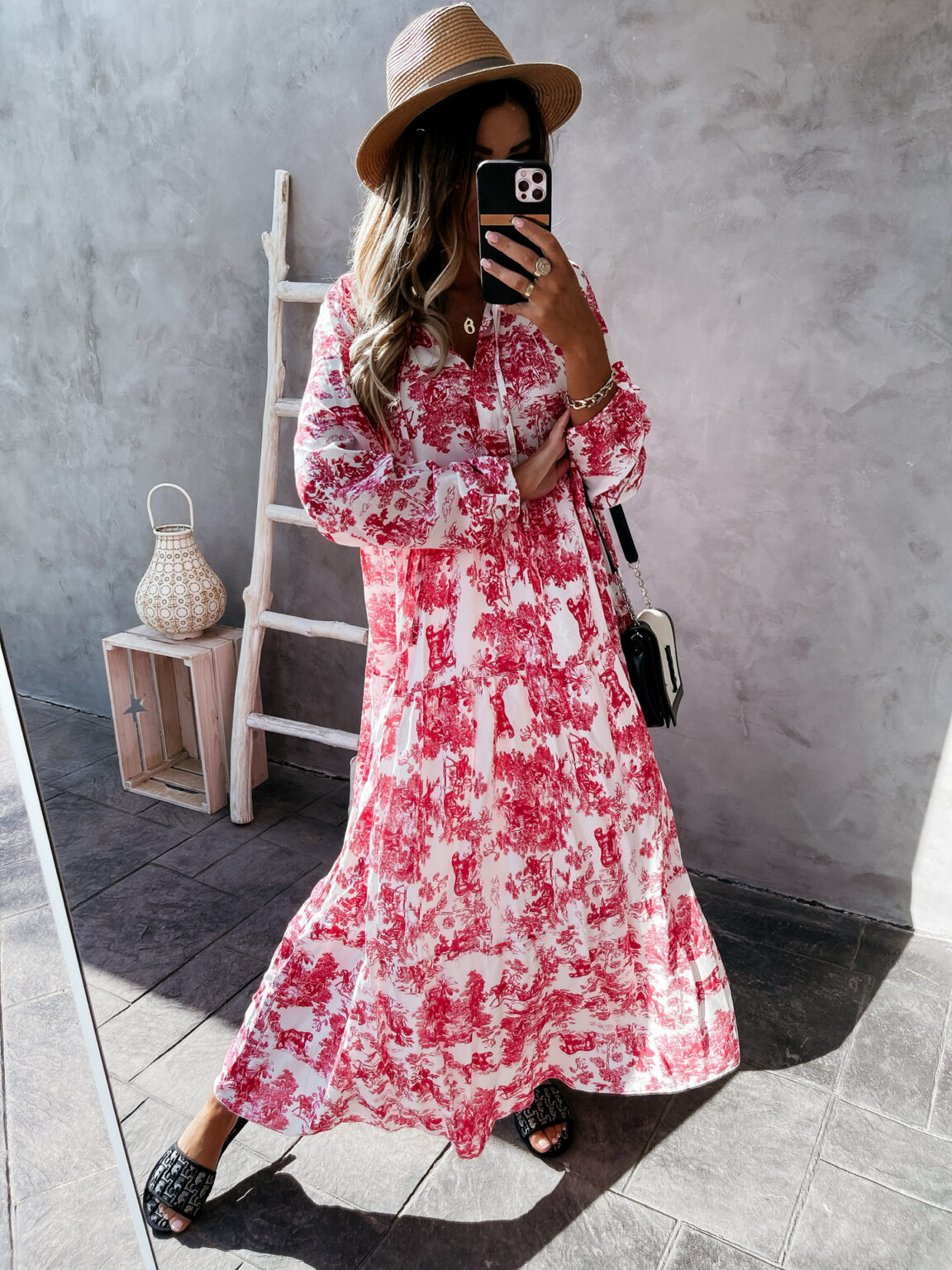 Autumn Winter Women Ruffled Collar Positioning Printed Dress - Image 2