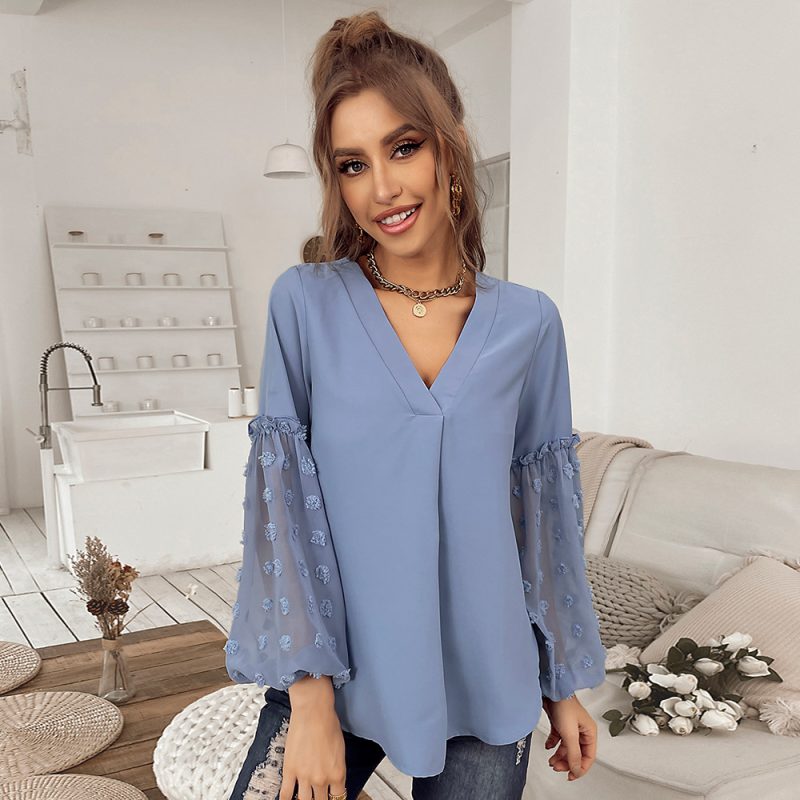 Casual Office Top Summer Stitching Long-Sleeved Shirt Casual Vacation - Image 3