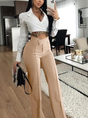 Women Casual Pants Autumn Office Bootcut Pants All Matching Fashionable Wide Leg Pants