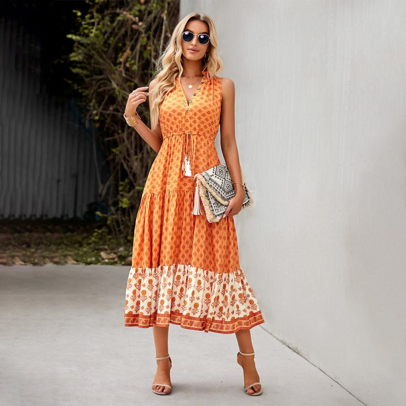 Fashion Women Wear Summer Bohemian Casual Holiday Dress Tiered Dress - Image 2