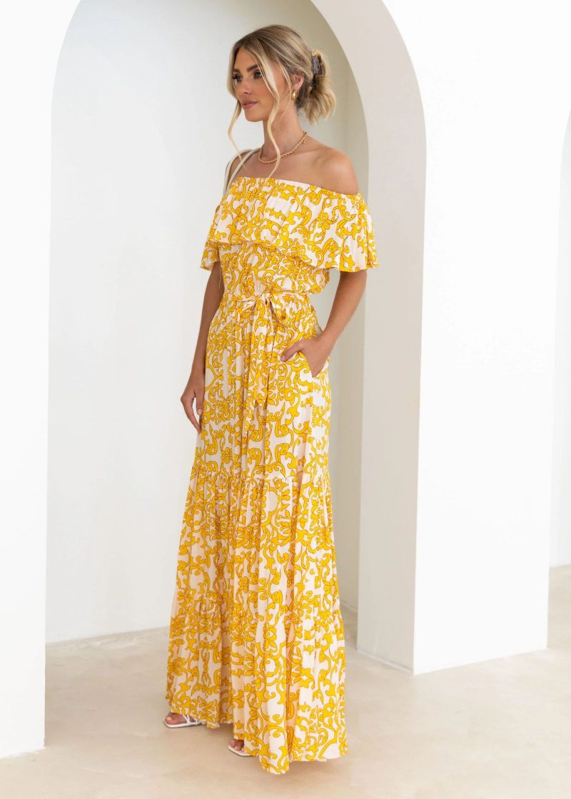 Spring Summer Women  Clothing Floral-Print off Shoulder Ruffle Sleeve Elegant Large Swing Dress Dress - Image 2
