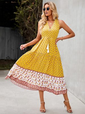 Fashion Women Wear Summer Bohemian Casual Holiday Dress Tiered Dress