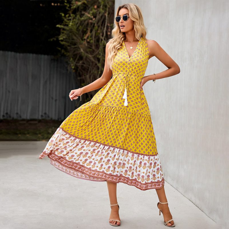 Fashion Women Wear Summer Bohemian Casual Holiday Dress Tiered Dress