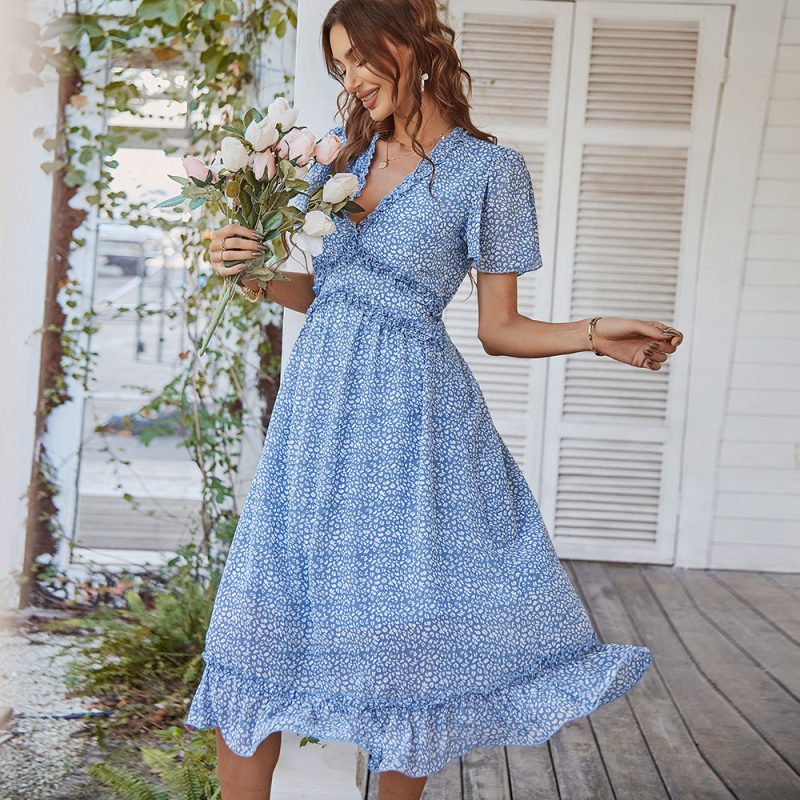 Sexy Dress Long  Summer Short Sleeve Elegant Large Swing - Image 3
