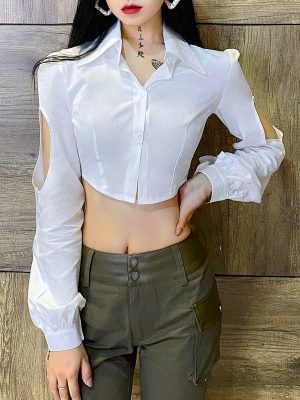 Autumn Women Clothing Sexy Sweet Fresh Polo Collar Breasted Long Sleeve Shirt