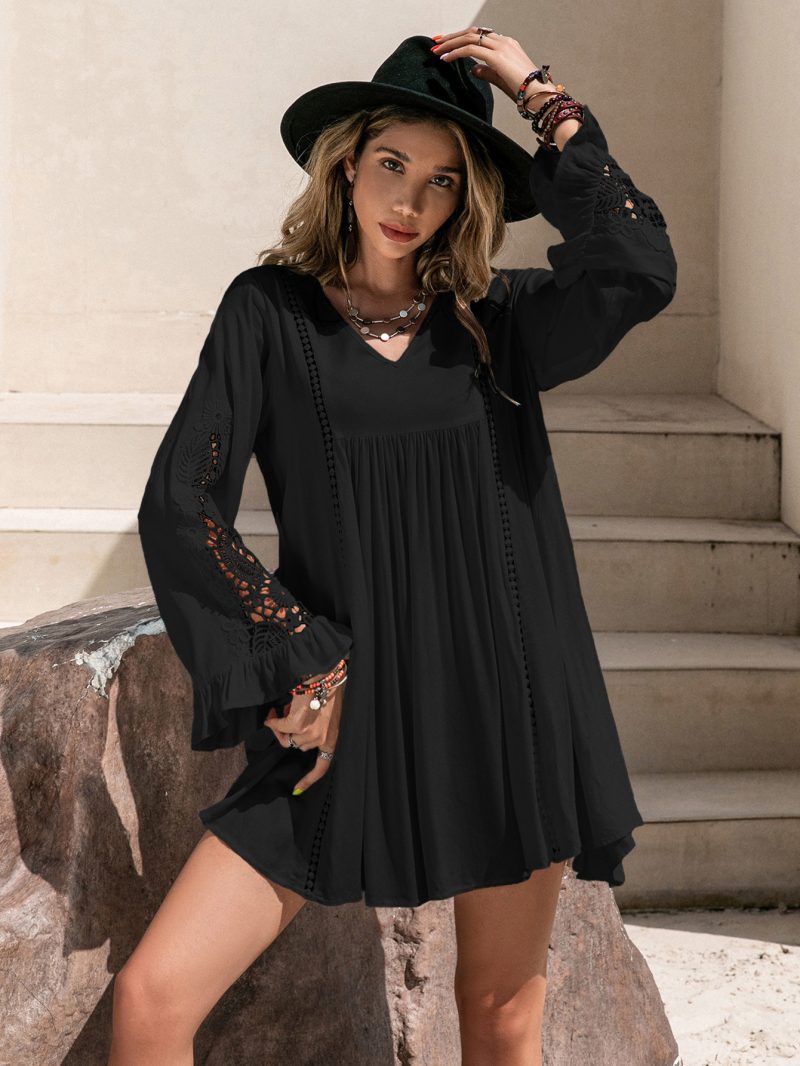 Mixed Batch Loose White Lace Dress Vacation  Short  Babydoll - Image 4