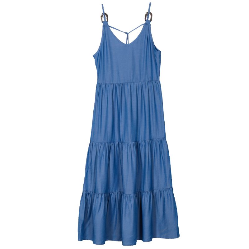 Women Clothing  Summer Solid Color Sexy Strap Women Clothing Swing Maxi Dress Women - Image 5