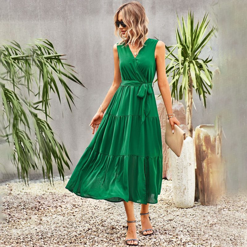 Designed Elegant Sleeveless Swing Dress Spring Summer - Image 2