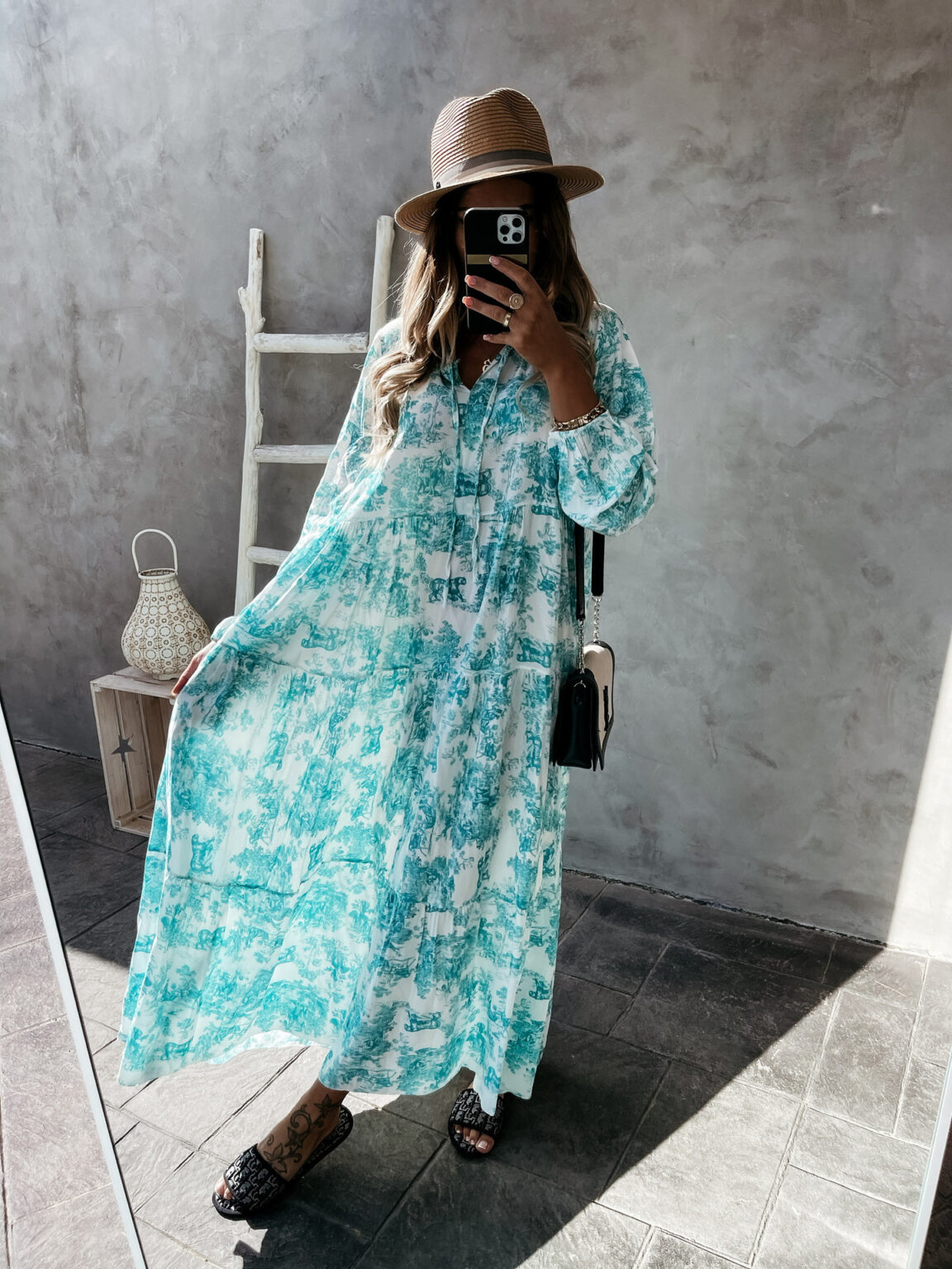 Autumn Winter Women Ruffled Collar Positioning Printed Dress - Image 3