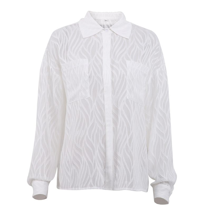 New Spring Summer French Chiffon Shirt See-through Thin Niche Texture Shirt Women Top - Image 5