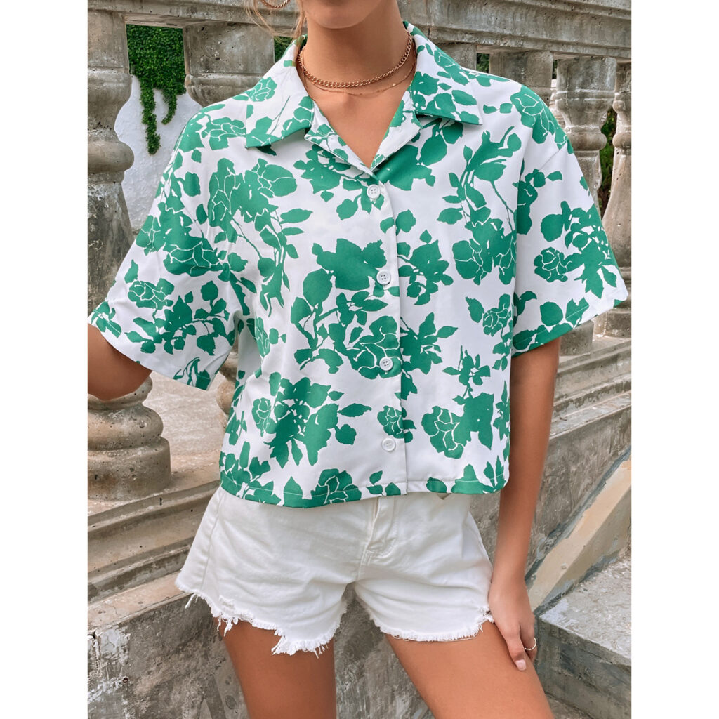 Women Clothing Casual Vacation Fashion Printed Shirt Top Fashion - Image 5