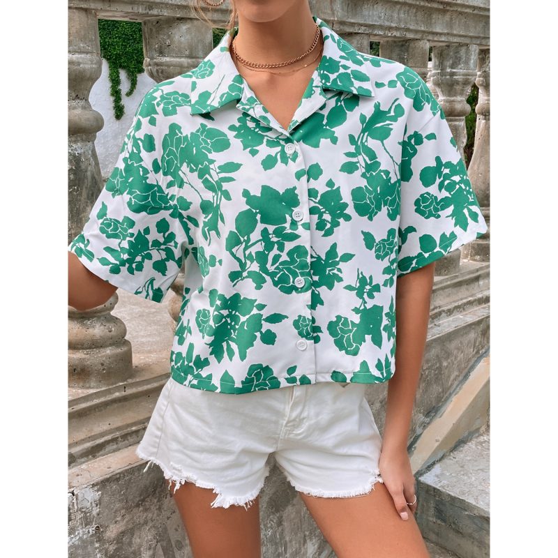 Women Clothing Casual Vacation Fashion Printed Shirt Top Fashion - Image 5