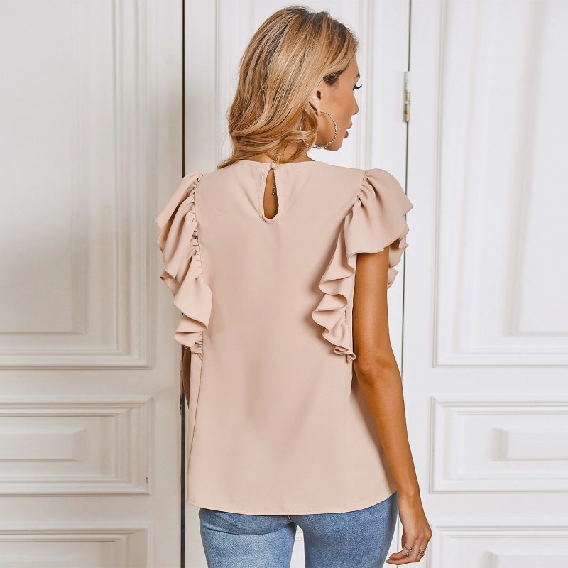 Summer Super round Neck Ruffled Shirt for Women - Image 3