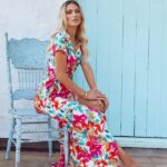 Print Short Sleeve Lace-up Dress Women Clothing - Image 4