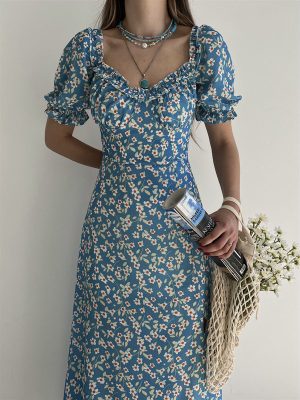 Fresh Sweet Spring Summer Floral Lace Dress