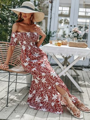 Summer Summer Casual Loose Big Hem off Shoulder Tube Top Halter Dress for Women