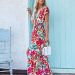 Print Short Sleeve Lace-up Dress Women Clothing - Image 2