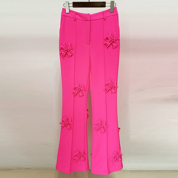 Stars Heavy Industry Three-Dimensional Floral Decoration Bootcut  3D Rose Pants Work Pant - Image 2