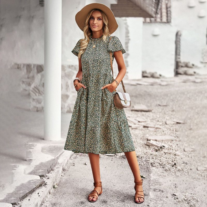 Bohemian Casual Dress Women Spring Summer Elegant Floral Dress - Image 2