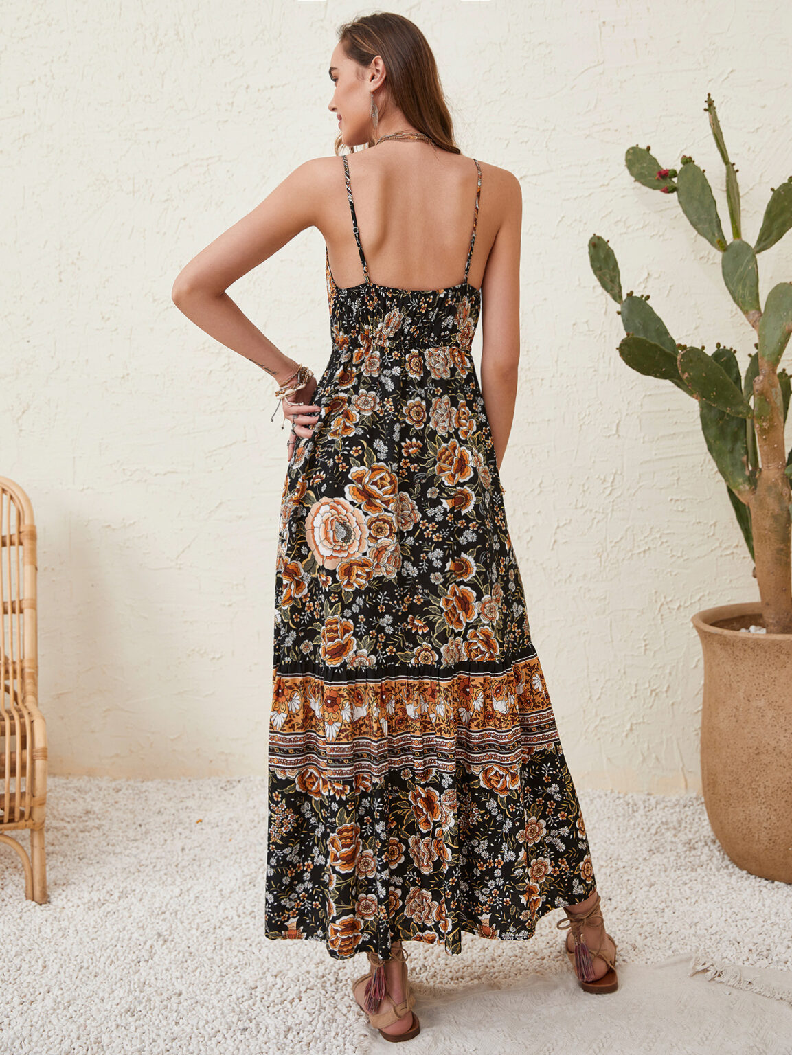 Bohemian Suspender Women Printed Dress Women Sundress - Image 2