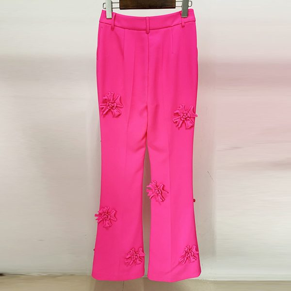 Stars Heavy Industry Three-Dimensional Floral Decoration Bootcut  3D Rose Pants Work Pant - Image 3