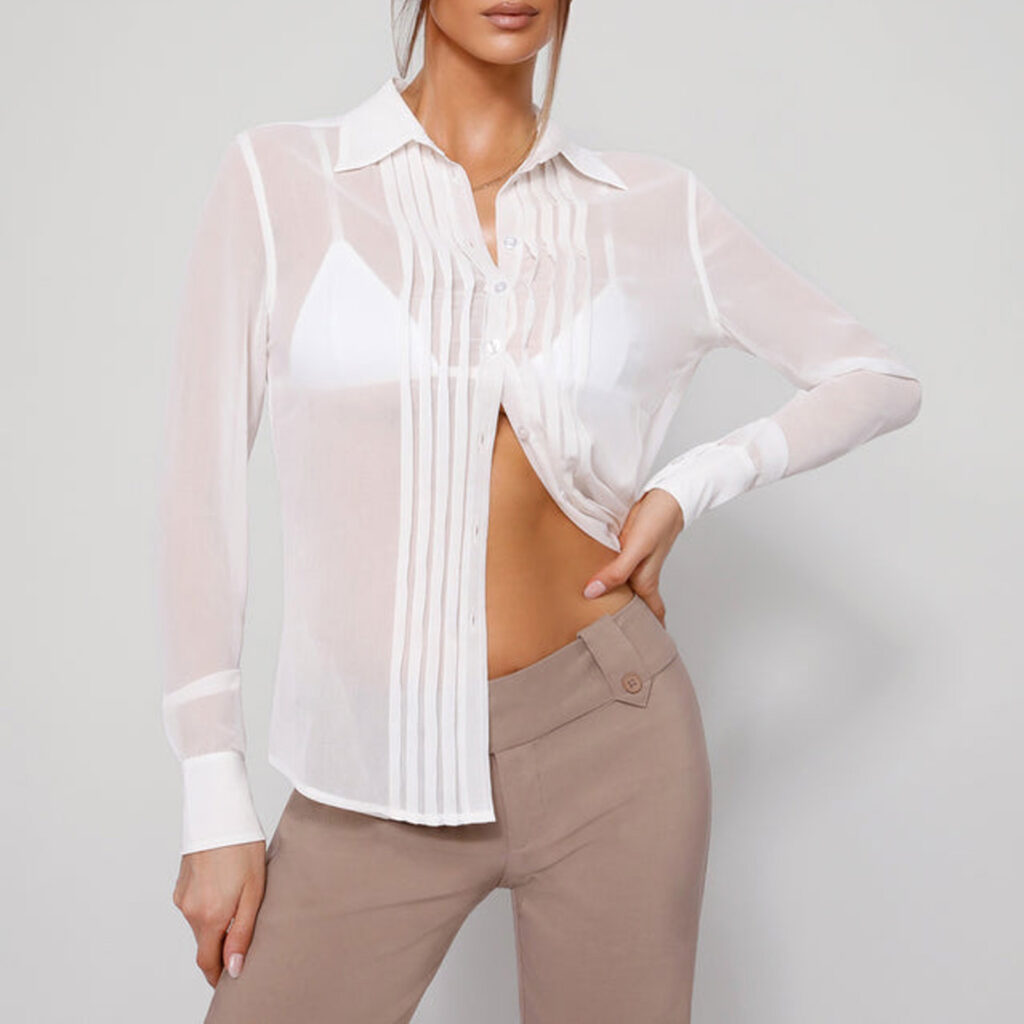 Women Polo Collar Shirt Vest Two Piece Set Sexy Halter Waist Tight Top Suit - Image 2