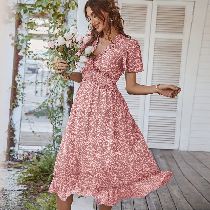Sexy Dress Long  Summer Short Sleeve Elegant Large Swing - Image 2