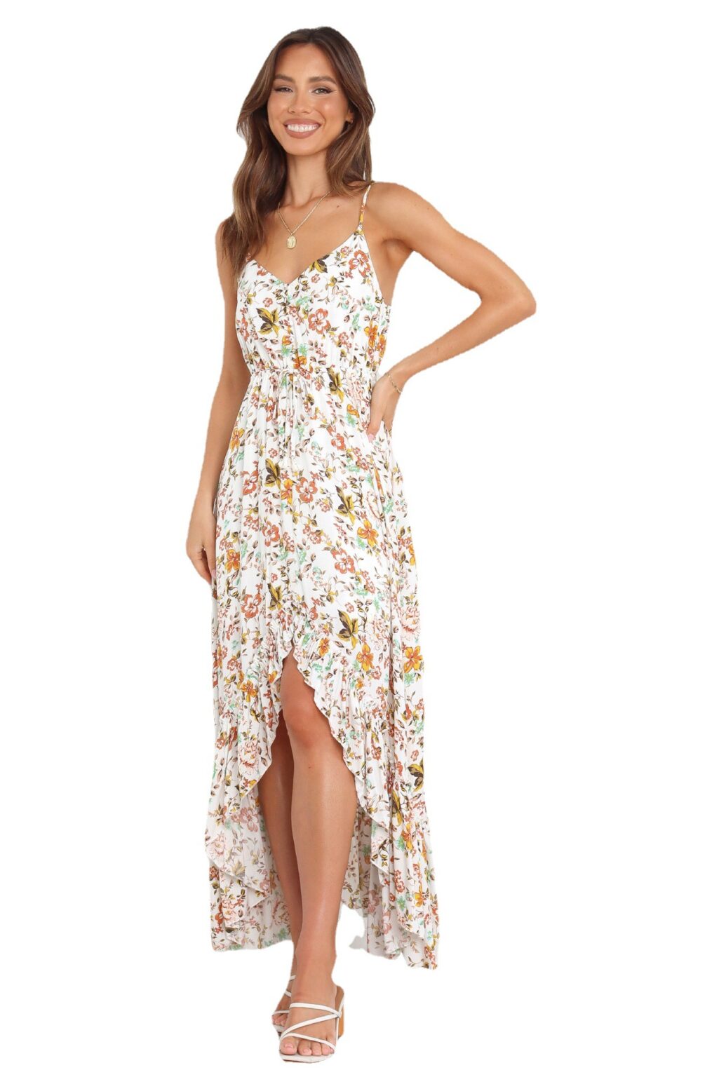 Summer New Backless Slip Dress Irregular Asymmetric Ruffled Large Swing Dress High Split - Image 4