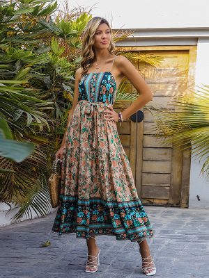 Summer Bohemian Printing Slip Dress