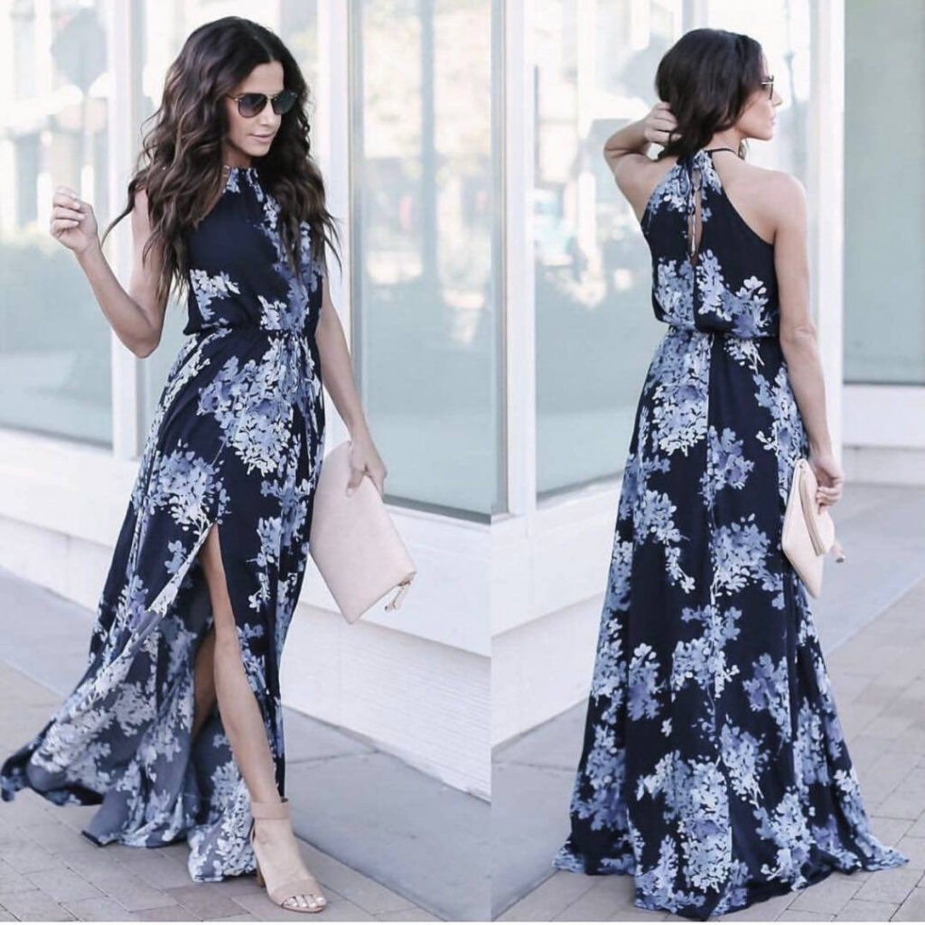 New  Bohemian Floral Printed Sleeveless Waist Dress Women Clothing - Image 2