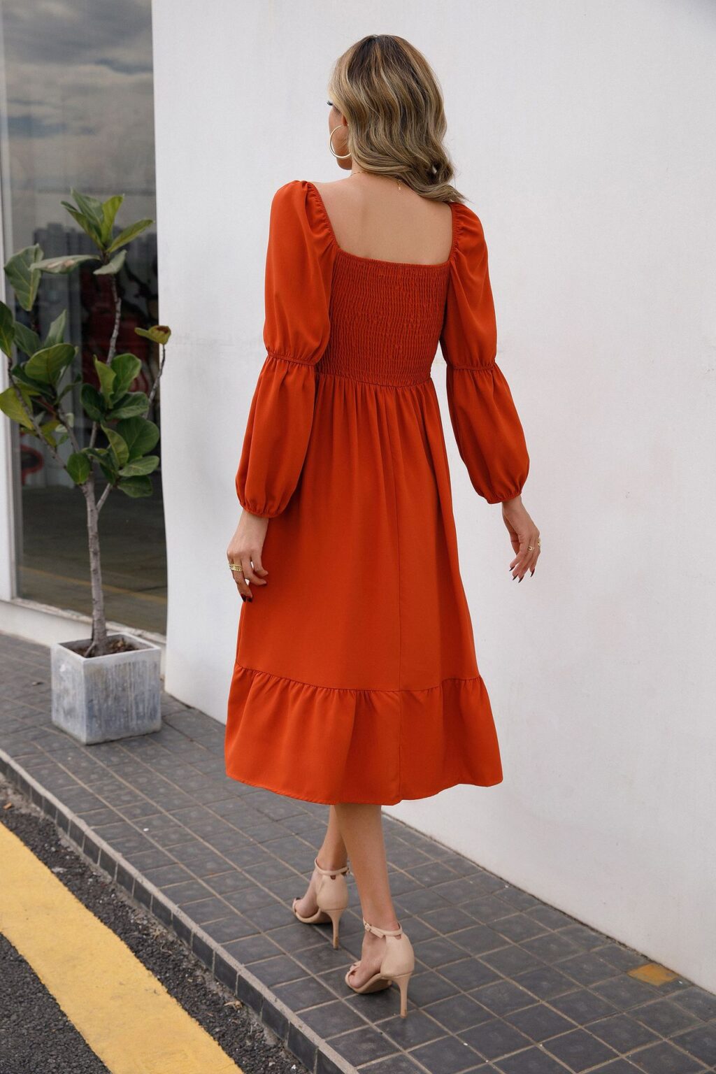 New Spring Long Sleeve Ruffled Slim-Fit Office Dress for Women - Image 2