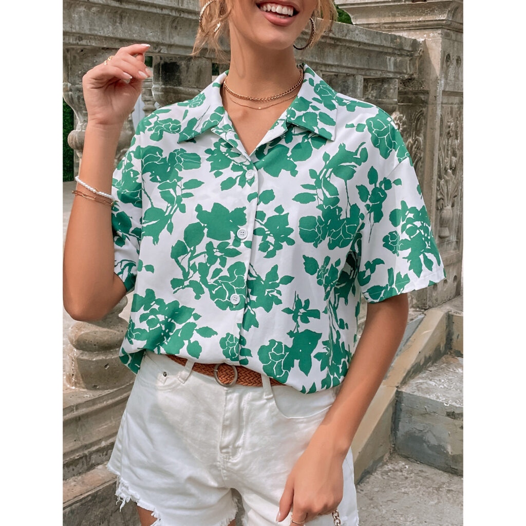 Women Clothing Casual Vacation Fashion Printed Shirt Top Fashion - Image 4