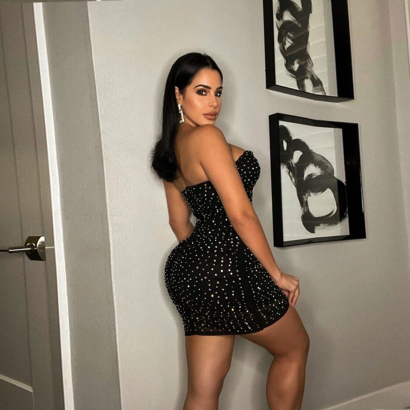 Sexy Slim-Fit Chest-Wrapped Rhinestone Dress Nightclub - Image 3