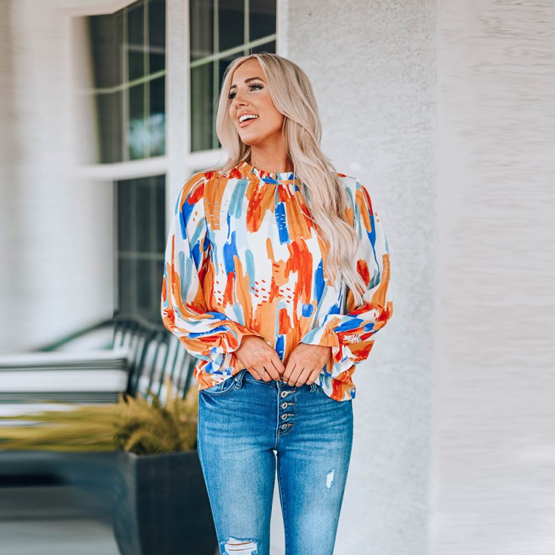 Autumn Color Long-Sleeved Top Women＇ Pullover T-shirt - Image 2