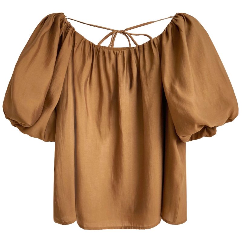 Summer Korean Tencel Puff Sleeve off-the-Shoulder Chiffon Shirt Women High-Grade Thin Doll Shirt Small Shirt - Image 5
