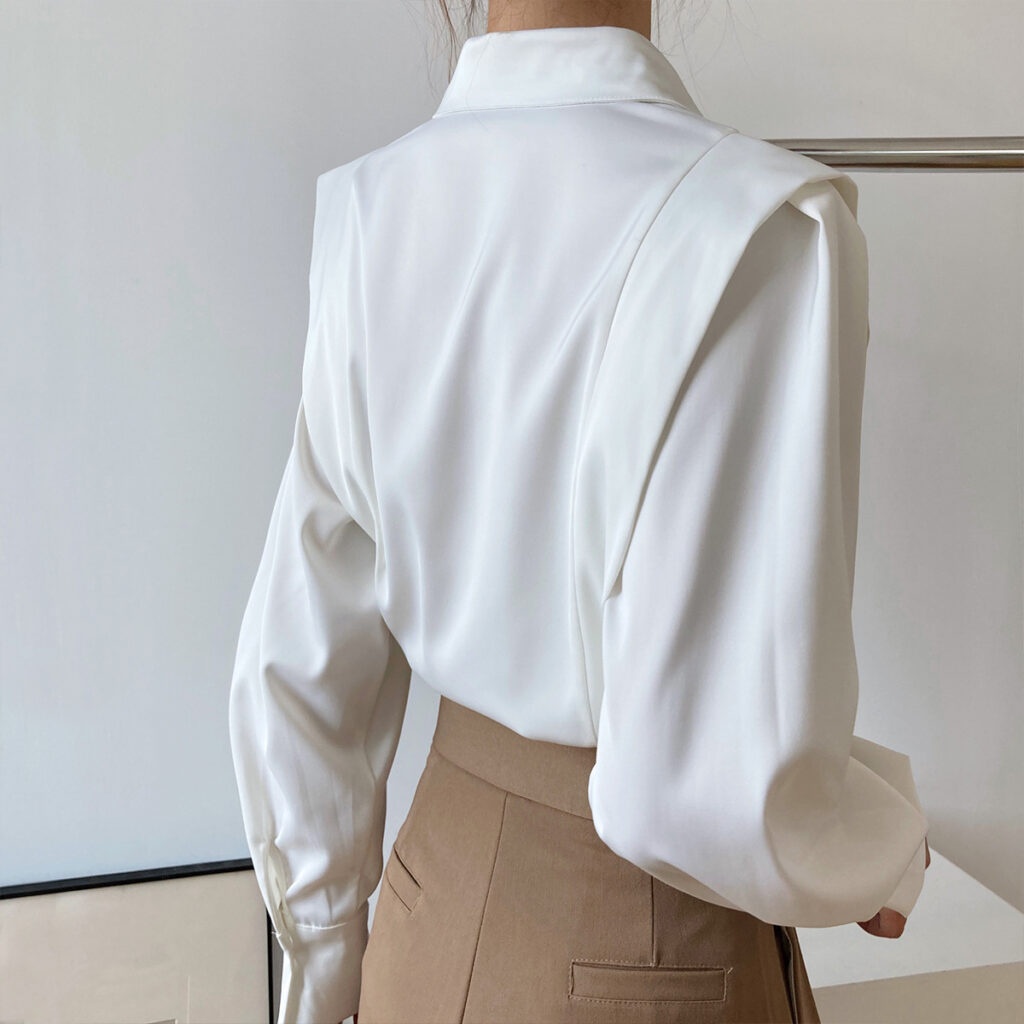 Ruffled Satin Shirt Women Spring Fall Court Long Sleeve French Young Niche Shirt - Image 4