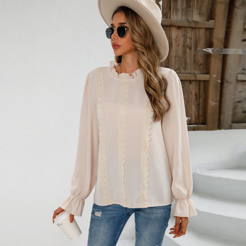 Women Clothing Autumn Winter Shirts Women Long Sleeved Top - Image 3