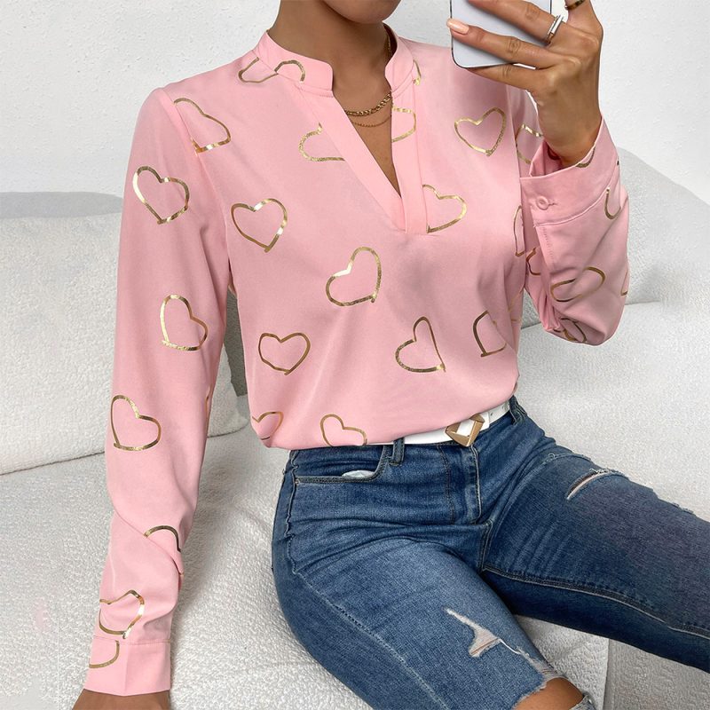 Printed Shirt Women Spring Summer Office Long Sleeved Top - Image 3