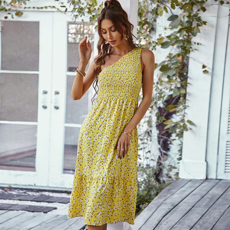 Women Wear Dress Summer Waistcoat Floral Print Swing Dress - Image 3