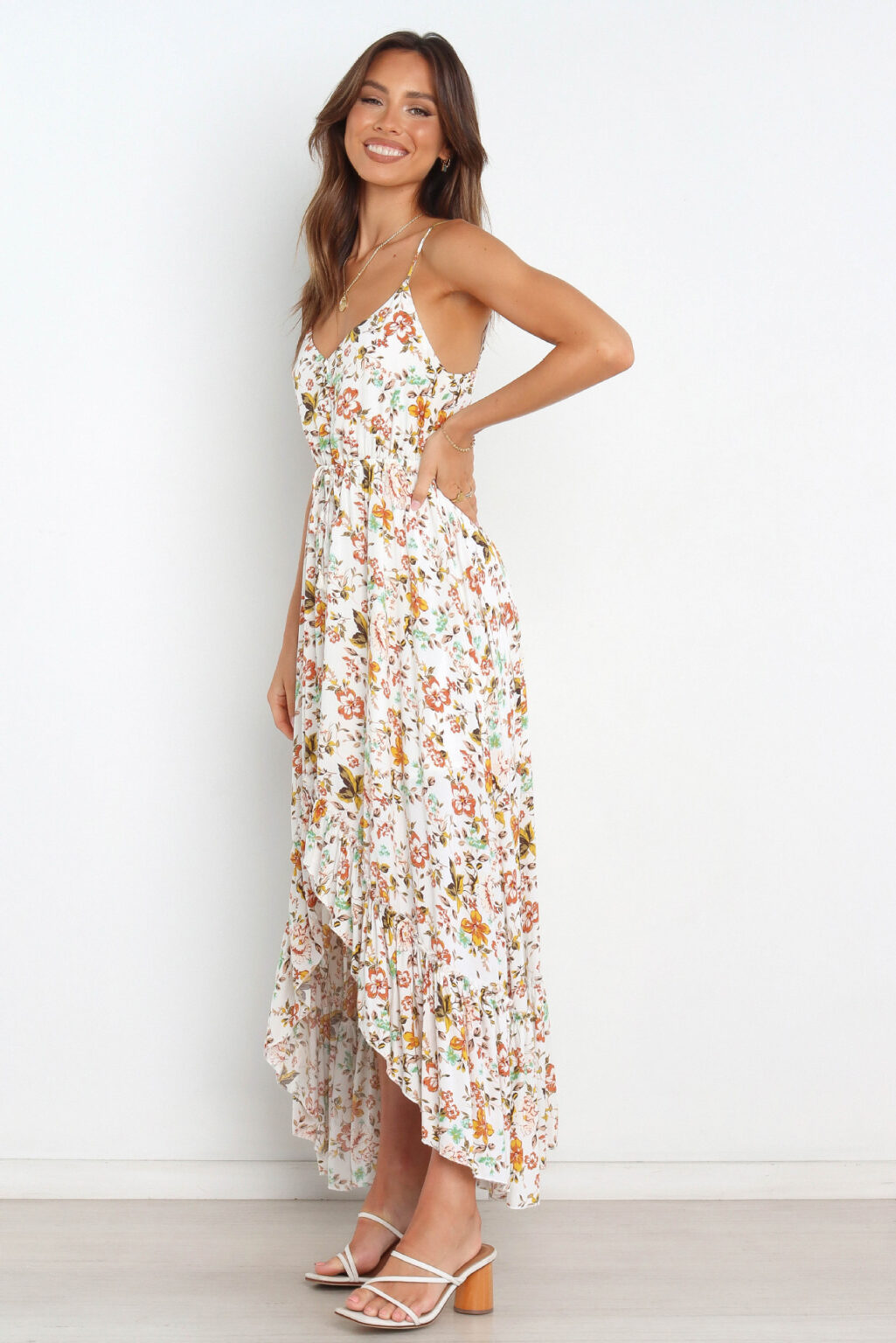 Summer New Backless Slip Dress Irregular Asymmetric Ruffled Large Swing Dress High Split - Image 3