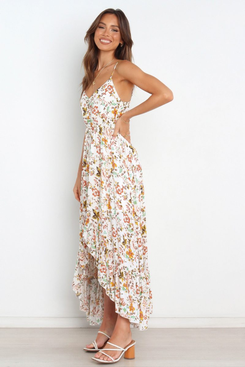 Summer New Backless Slip Dress Irregular Asymmetric Ruffled Large Swing Dress High Split - Image 3