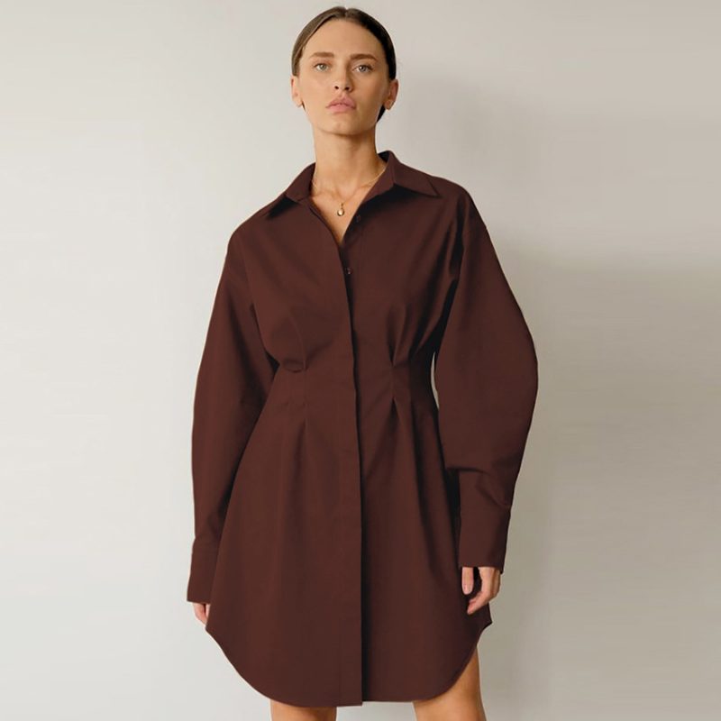 Early Autumn Women Wear French Shirt Dress Tight Waist Elegant Slim-Fit Long Sleeves Slim Fit Retro Minority Dress - Image 3