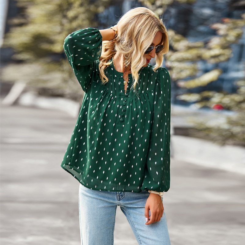 Single Breasted Top Spring Autumn Long Sleeve Casual Women Clothing - Image 3