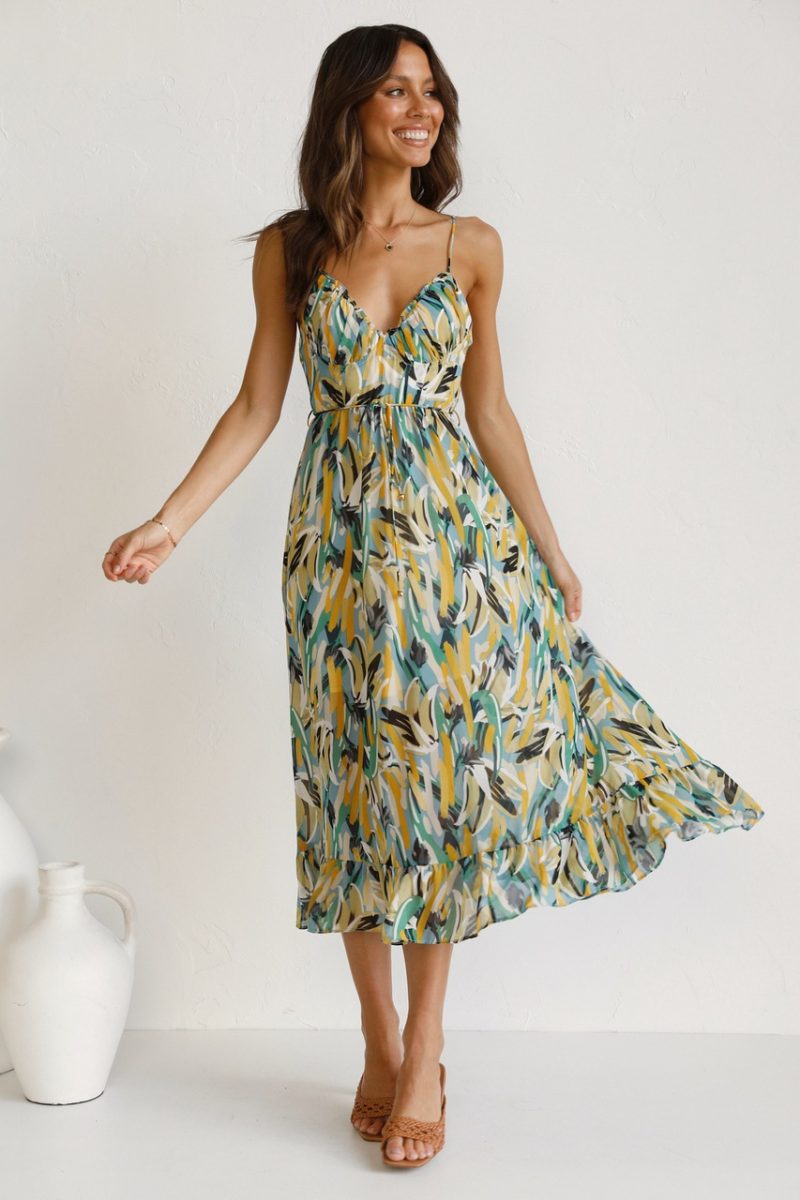 Women Printed Ruffle Sleeveless Dress - Image 2
