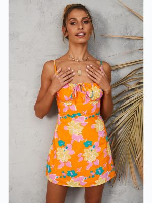 Summer Sexy Personalized Floral Printing Slip Dress