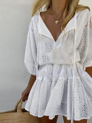 Summer Women Clothing Half Sleeve Mini Bohemian Dress